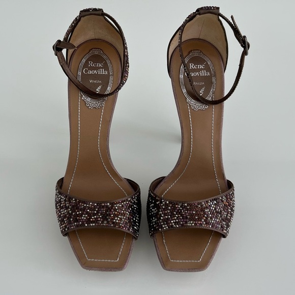 RENE CAOVILLA PURPLE MULTI CRYSTAL PLATFORM SIZE IT 37.5 / US 7.5 NIB! - Picture 9 of 17